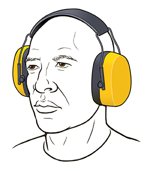 Man wearing earmuffs.