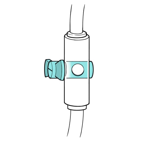 Clamp handle horizontal and tubing closed.