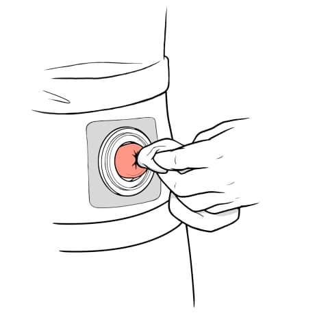 Person wiping stoma with clean cloth.