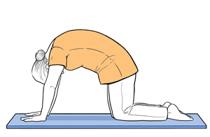 Mujer en los cuatro con la espalda arqueada.